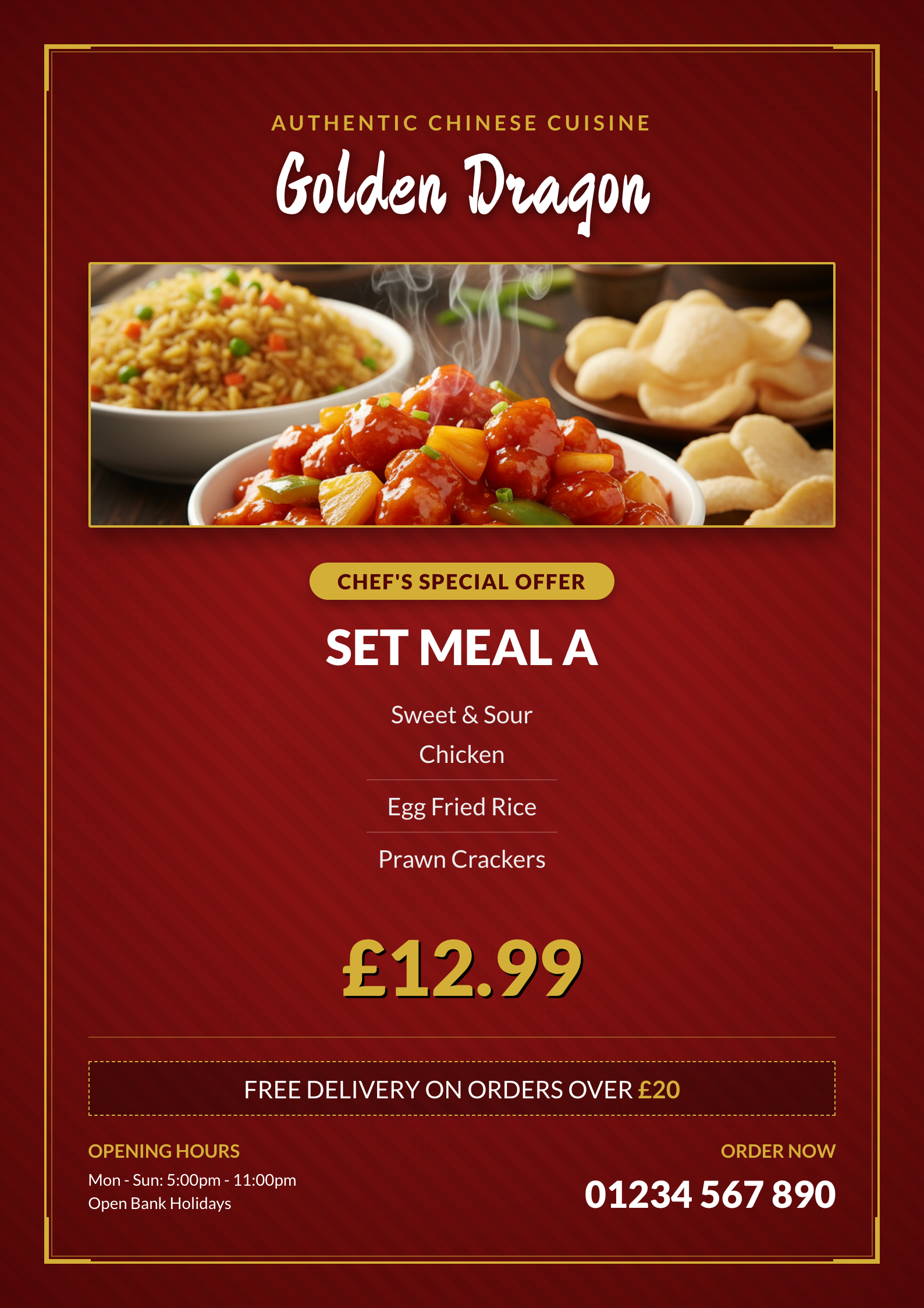 Example Takeaway Menu Flyer Template A4