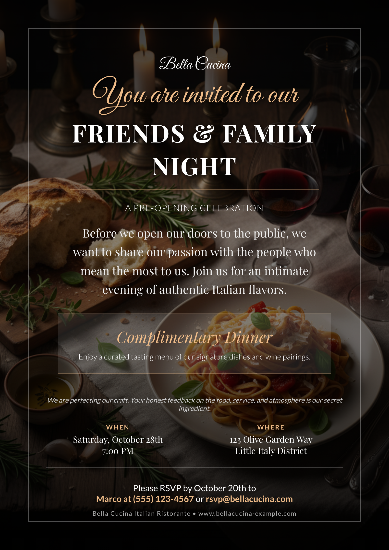 Example Restaurant Soft Launch Flyer Template