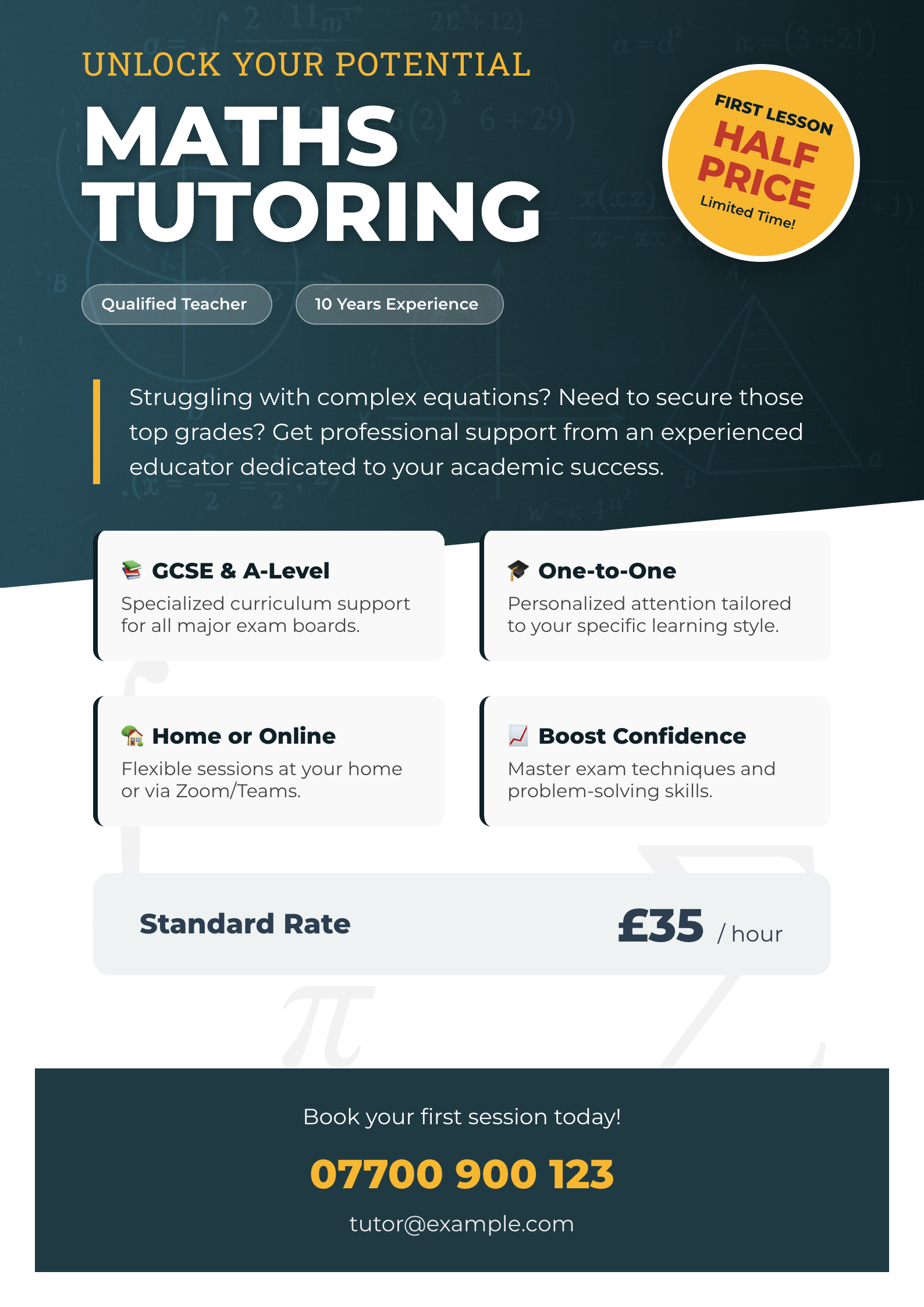 Example Tutoring Service Flyer Template UK