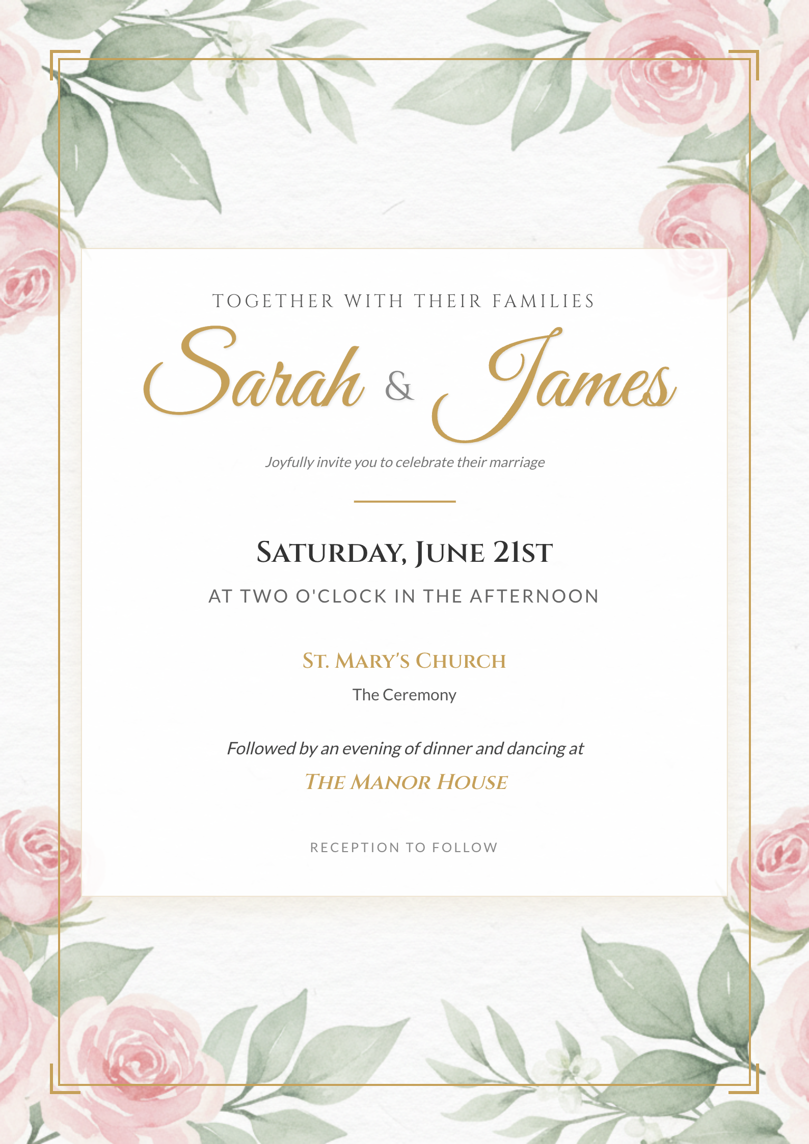 Example Wedding Invitation Flyer Template